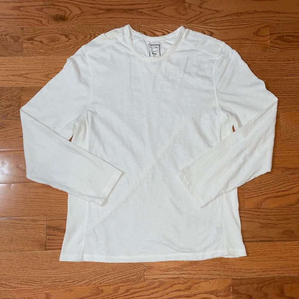 Calvin Klein White Garment Dyed Long Sleeve Shirt - Size Large